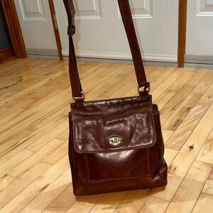 Gianni Conti Brown Leather Crossbody Bag